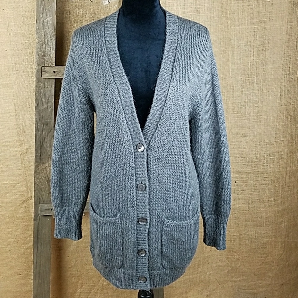 Ann Taylor‎ women's S open front gray cardigan